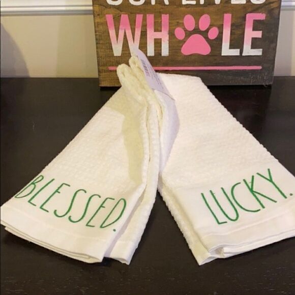 Rae Dunn Lucky/Blessed Kitchen Towels - Picture 1 of 5